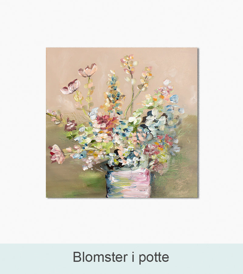 Nordlys Prints galleri: Blomster i potte. Maleri af Gitte Ladefoged.