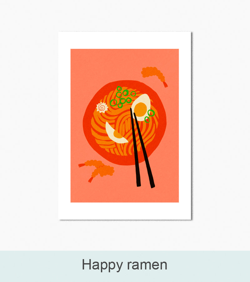 Kunsttryk, Nordlys Print: Happy ramen. Kunstner: Sofia Gullstén.
