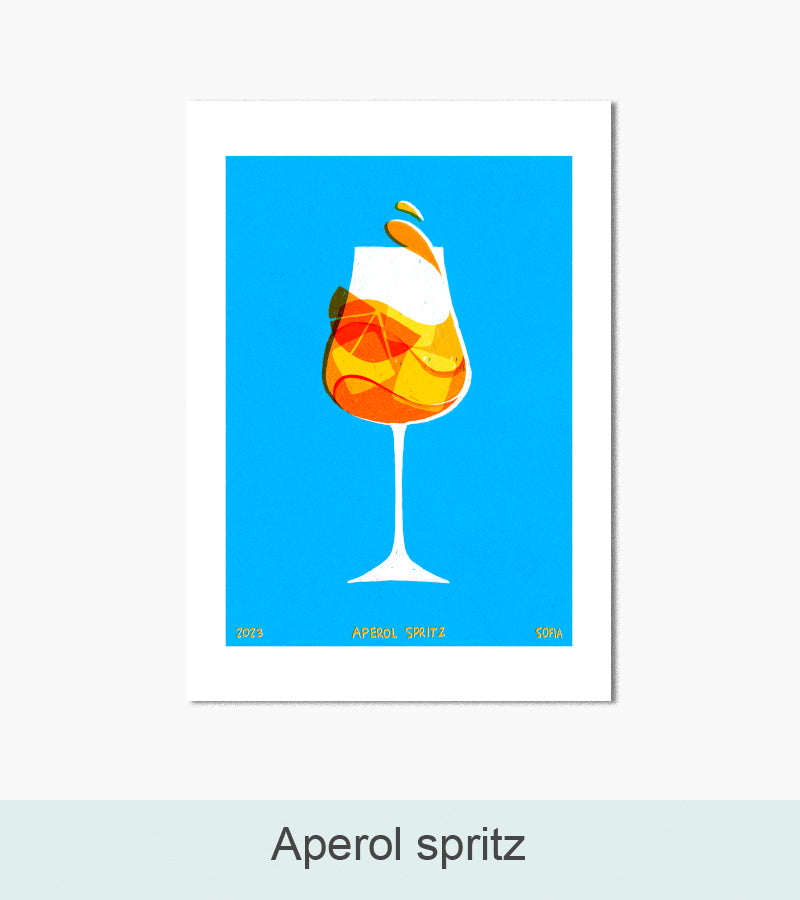 Kunsttryk, Nordlys Print: Aperol spritz. Kunstner: Sofia Gullstén.