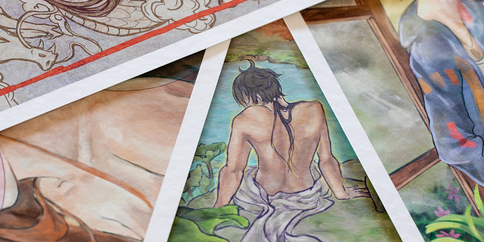 Billede af Giclée tryk på bord. Forsidebillede Nordlys Print hjemmeside.