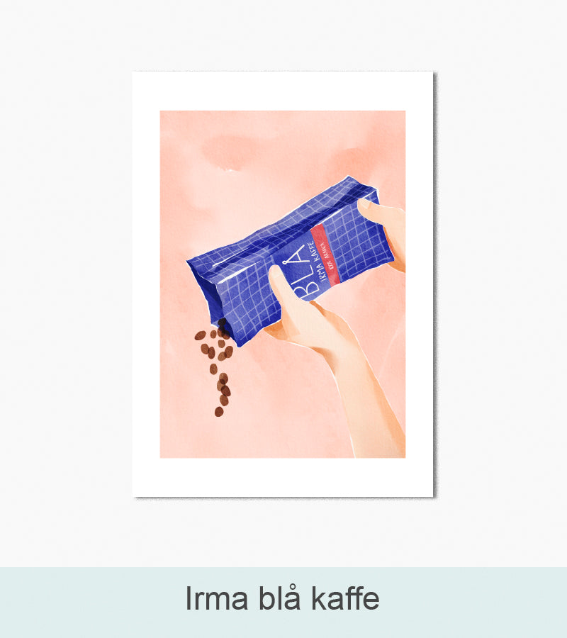 Kunsttryk, Nordlys Print: Irma blå kaffe. Kunstner: Sofia Gullstén.