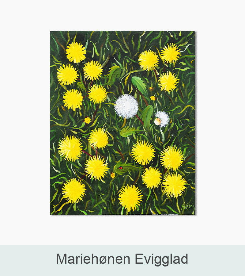 Mariehønen Evigglad. Akvarel af Kunstner Kurt Hansen.