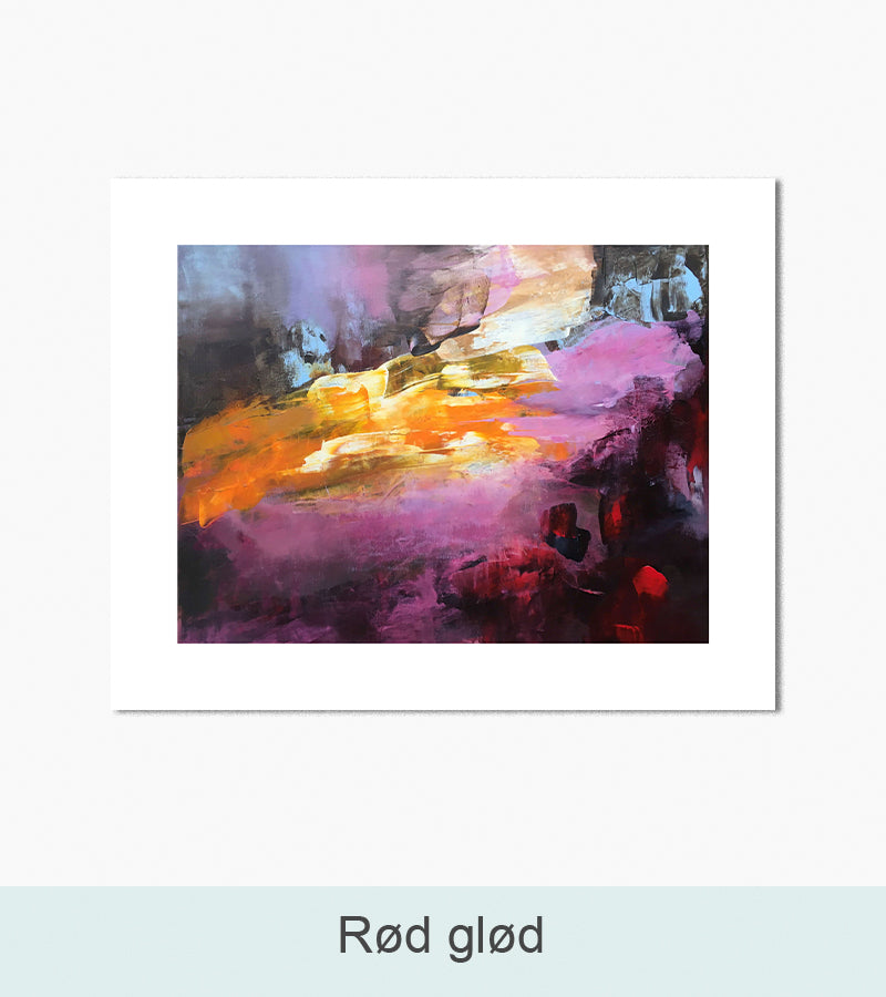 Kunsttryk, Nordlys Print: Rød glød. Kunstner: Hanne Toft Ørum.