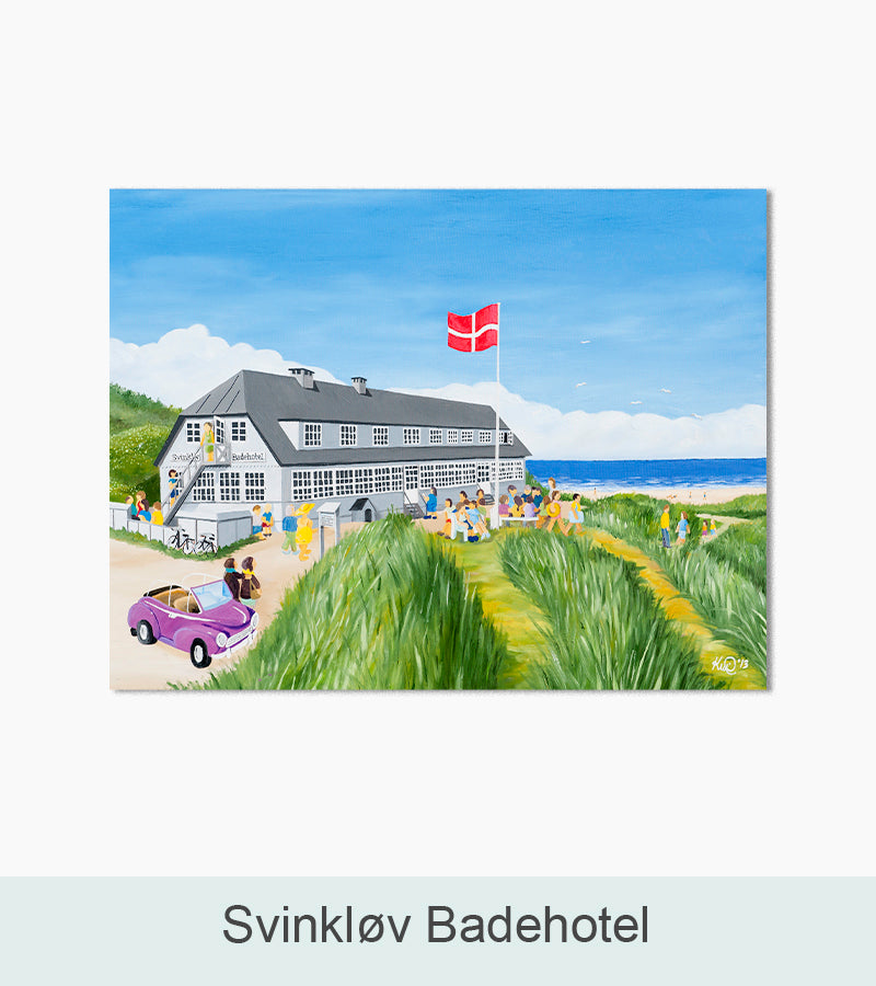 Svinkløv Badehotel. Akvarel af Kunstner Kurt Hansen.